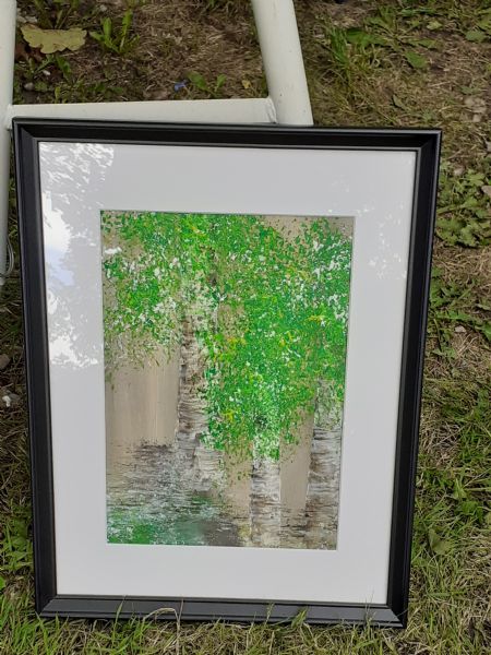 Akryl maleri Birketræer af Lene Larsen malet i 2019