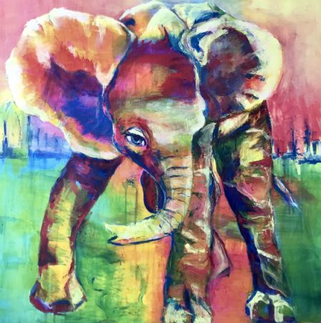 Akryl maleri Elefantunge af Anna Grethe Bak malet i 2020