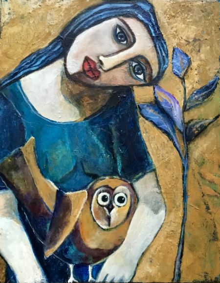 Akryl maleri Madonna 1 af Anna Grethe Bak malet i 2019