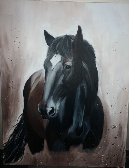 Akryl maleri Hest af Heidi Terkildsen malet i 2020