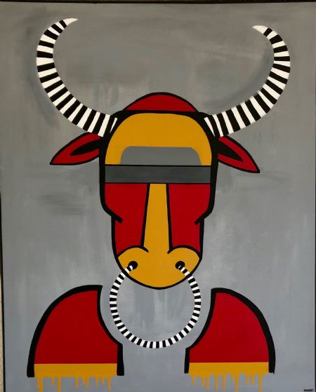 Akryl maleri Kardinalen af Annette Mahoney malet i 2020