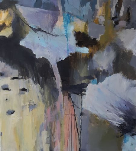 Akryl maleri Blomster af Ruth Christiansen malet i 2019