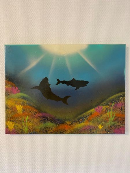 Akryl maleri Under the Sea af Selina Holdt malet i 2020