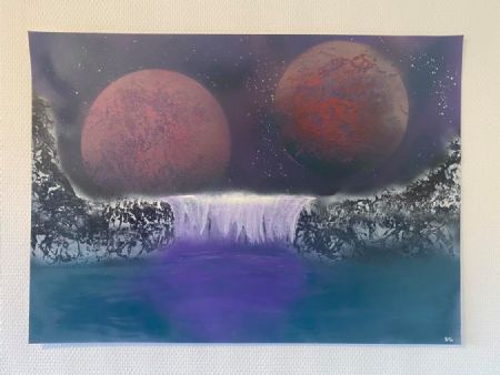 Akryl maleri Purple Water af Selina Holdt malet i 2020