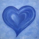 Akryl maleri Blå hjerte af Helle Simonsen malet i 2011
