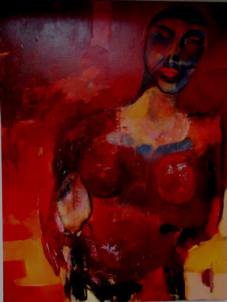 Olie maleri Red lips af Atelier Krohaven KurtEjvind malet i 2020