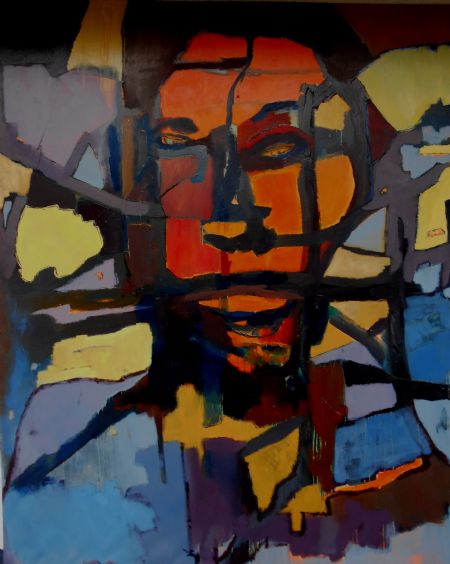Olie maleri Face mosaik af Atelier Krohaven KurtEjvind malet i 2019