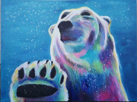 Akryl maleri Guardian polarbear af marie Bendix malet i 2018