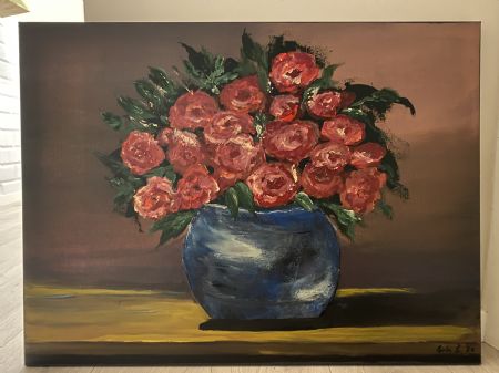 Akryl maleri Roser af Kornelija Buha malet i 2020