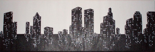 Akryl maleri Big city af MNJ malet i 2009