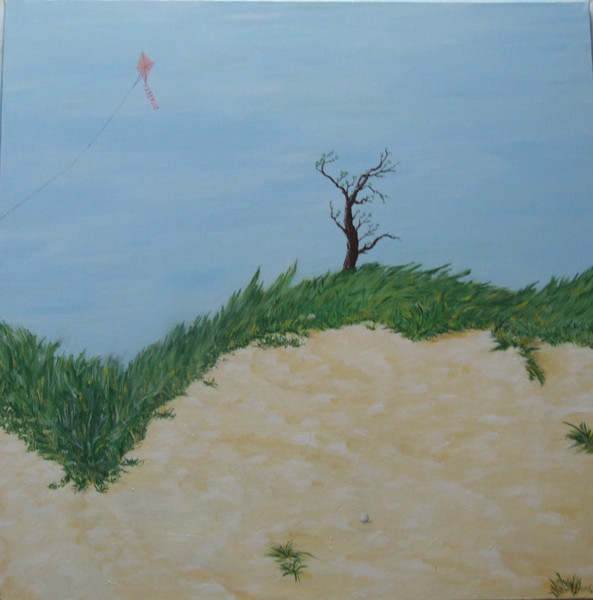 Akryl maleri Sandbunkeren af Zannie Nielsen malet i 2007
