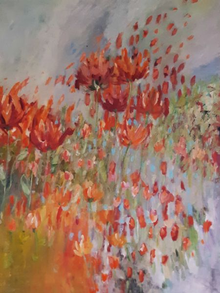 Akryl maleri Pletter i luften af Ruth Christiansen malet i 2020