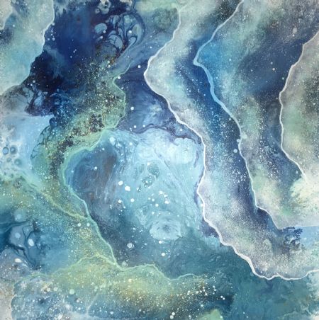 Akryl maleri BLUE OCEAN af Art by Jannie Nyegaard malet i 2020