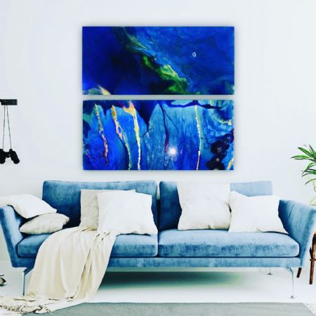 Akryl maleri Resin Wall art- Ocean Twin piece af Afrodite El Chaer malet i 2020
