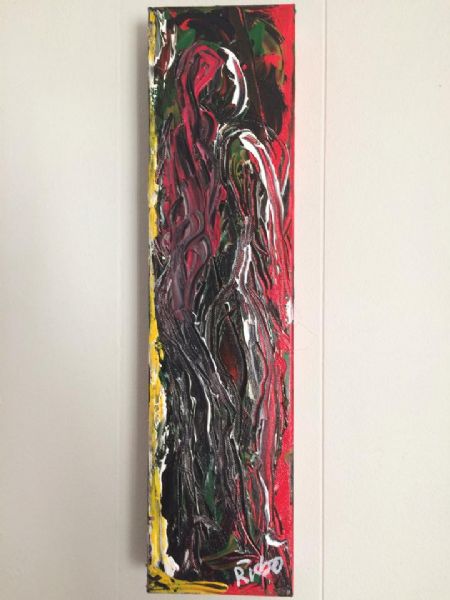 Akryl maleri Pige i modlys af Michael Risbo malet i 2015