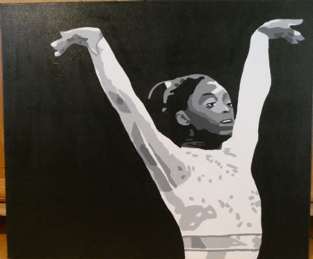 Akryl maleri Do it with gracefulness (Simone Biles serie 5) af Maiken Koch Hansen malet i 2019