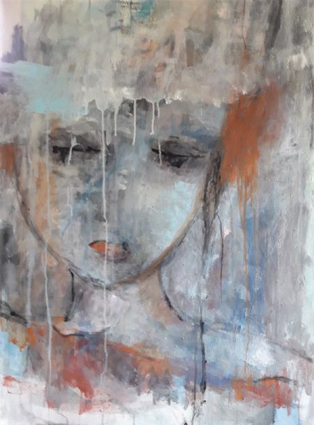 Akryl maleri Thin thoughts af Jette Lili Hollesen malet i 2020