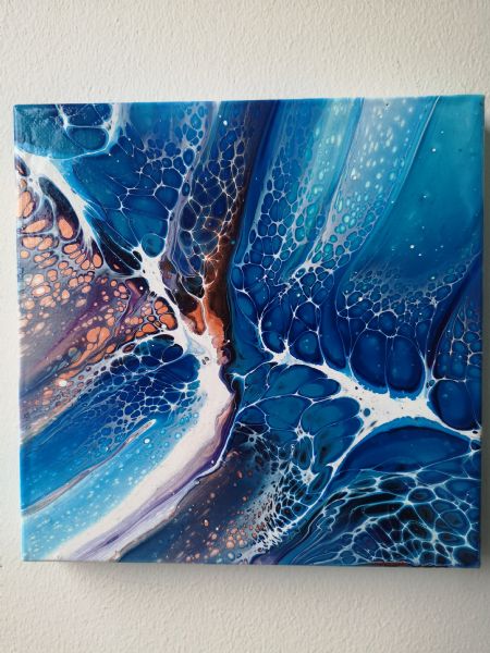 Akryl maleri Blue water af Liv Melgaard malet i 2020