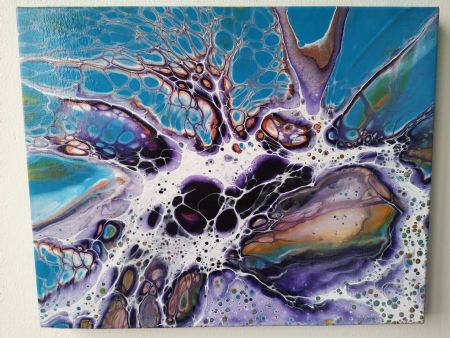 Akryl maleri Purple symbio af Liv Melgaard malet i 2020