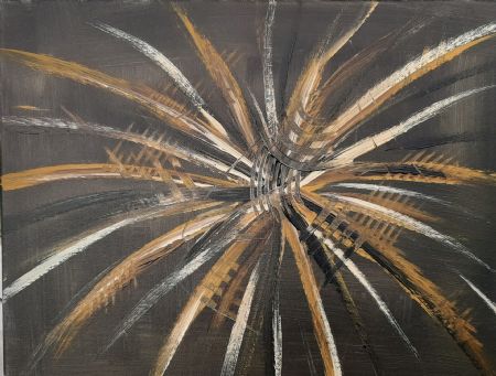 Akryl maleri Golden Fireworks af Marianne Bidstrup malet i 2020
