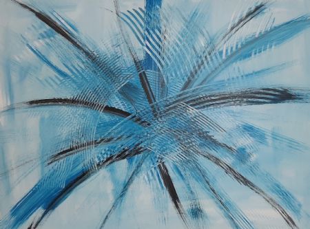 Akryl maleri Blue Fireworks af Marianne Bidstrup malet i 2020