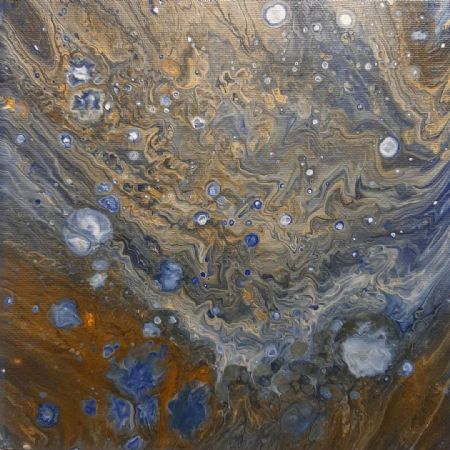 Akryl maleri Univers i blåt af Marianne Bidstrup malet i 2020