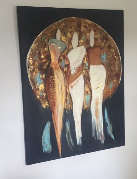 Akryl maleri THREE WISE WOMAN af Linda Kunckel malet i 2020