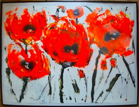 Akryl maleri Abstract floral, neon af Anne Kragh-Pedersen malet i 2020