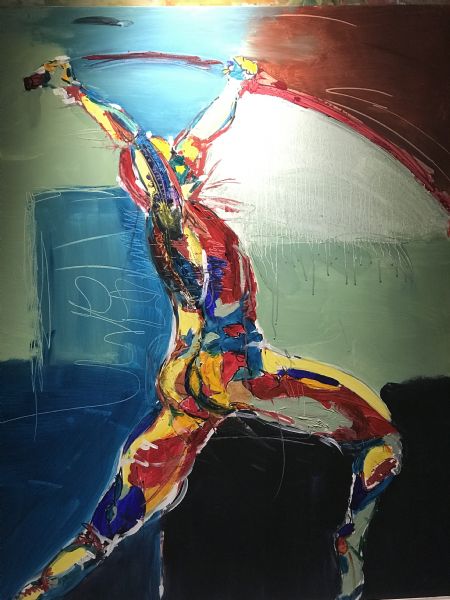 Akryl maleri Stangspringer af artbyrejac malet i 2020