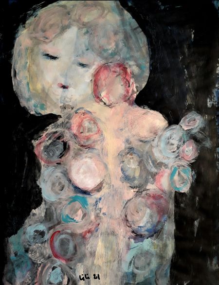 Akryl maleri Flowers for you af Jette Lili Hollesen malet i 2021