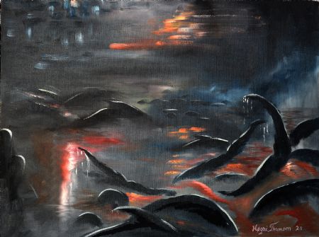 Olie maleri Black Manta af Høgni Thomsen malet i 2005
