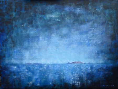 Akryl maleri Distance islands af Høgni Thomsen malet i 2020
