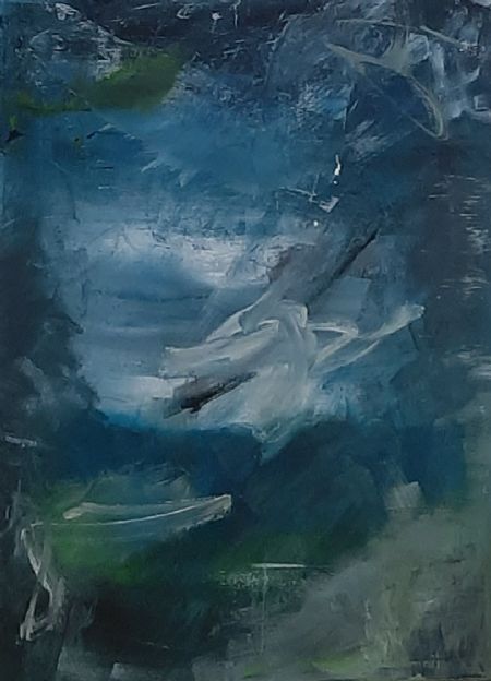 Akryl maleri Skybrud af Marianne Bidstrup malet i 2021
