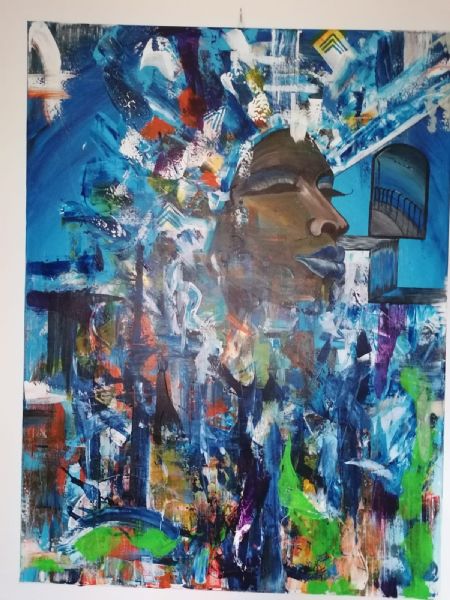 Akryl maleri Love and happyness af Abdel Sghir malet i 2020