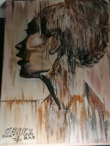 Akryl maleri Face af Abdel Sghir malet i 2016