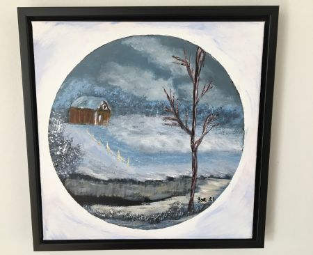 Akryl maleri Vinteren rundt af Birthe Rosendal malet i 2021