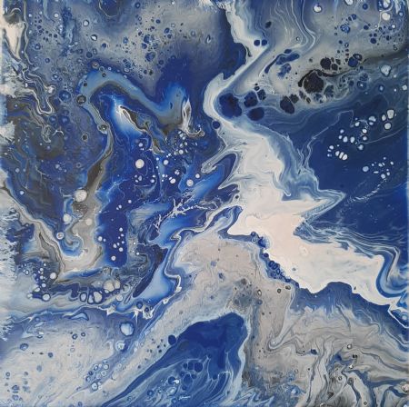 Akryl maleri Liquid Universe af Marianne Bidstrup malet i 2020