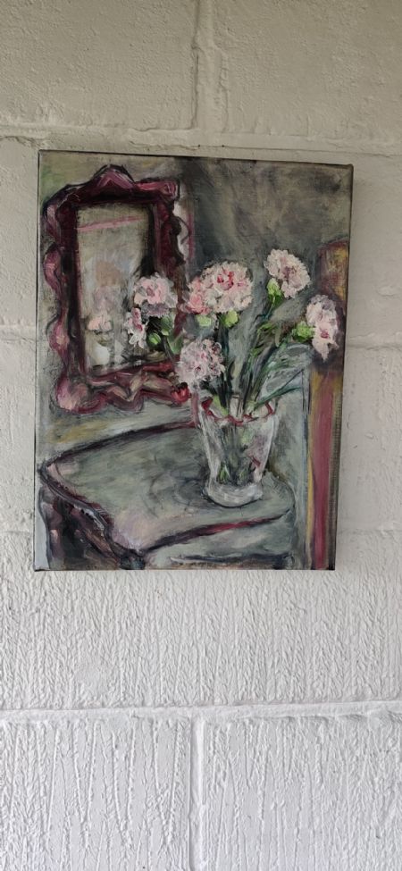 Olie maleri NELLIKER I EN VASE af Olga Goldabina malet i 2016