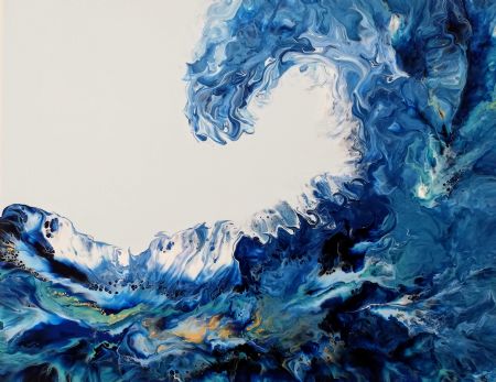 Akryl maleri The perfect wave af Monika Suhr malet i 2021