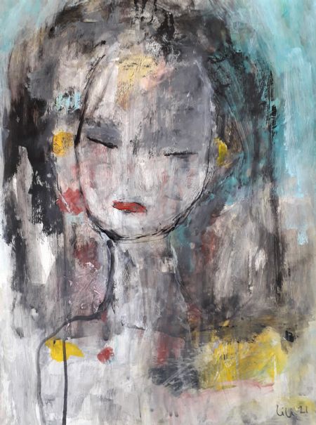  maleri Little dreamer af Lili Hollesen malet i 2021