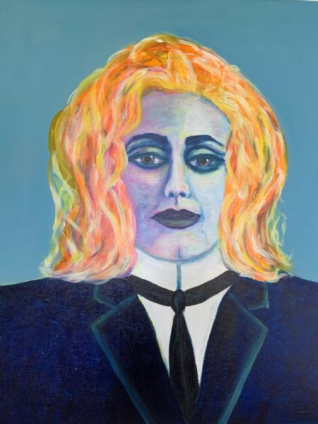 Akryl maleri Habit og krøller (Katy 2) af Gudrun Anette Andersen malet i 2020