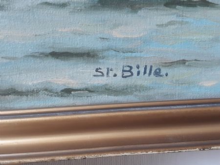 Olie maleri Sejlskib af Steen Bille af Christian Brandt malet i 1930