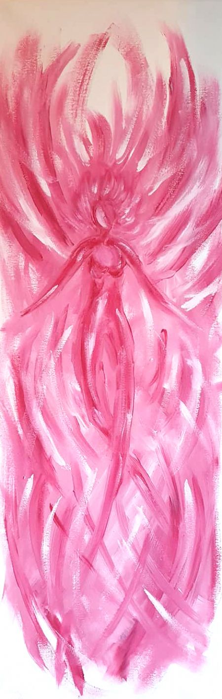 Olie maleri Pink energivæsen af Christina Lind malet i 2021