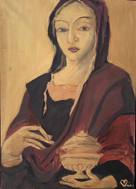 Akryl maleri Maria Magdalene af Mie Anker malet i 2020