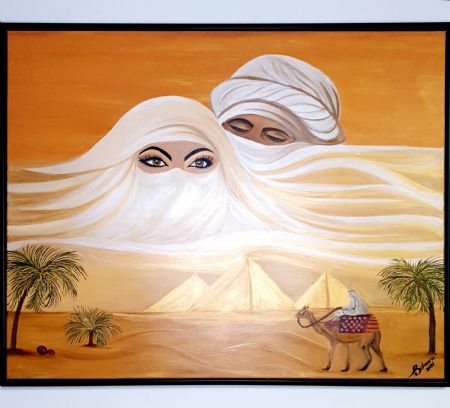Akryl maleri Sahara Desert af Sahaana Nallaratnam malet i 2021