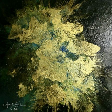 Akryl maleri Golden abstract af Sahaana Nallaratnam malet i 2021