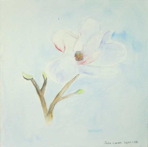 Akvarel maleri 3 grenet magnolia af Frk. Larsen malet i 2008