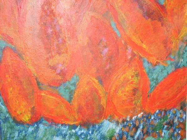 Akryl maleri Blomster af Lone Tange malet i 2008
