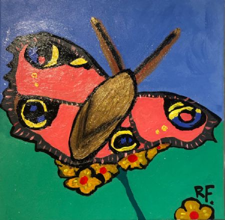Akryl maleri Nice Butterfly af Randi og Susanne Fryd malet i 2021