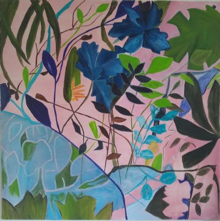 Blandede medier maleri Mønster blomster af Marianne Laursen malet i 2021